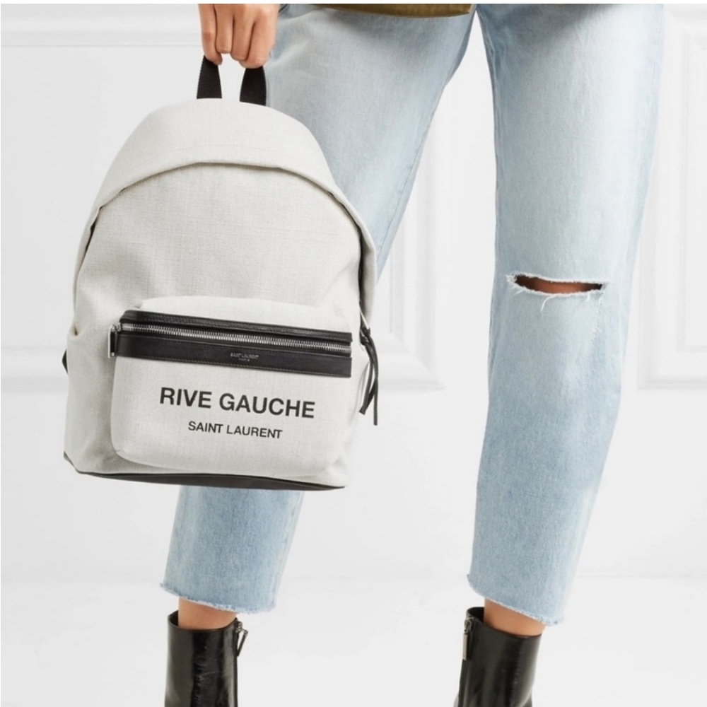 😍😍 Authentic Saint Laurent YSL RIVE GAUCHE Coated Linen Backpack